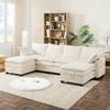 L-förmiges Sofa 280x152x83 cm Beige, modular mit USB-Ladung, Staufächern & 2 Hockern Bild 3