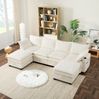 L-förmiges Sofa 280x152x83 cm Beige, modular mit USB-Ladung, Staufächern & 2 Hockern Bild 4