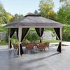 Höhenverstellbares Pop-up-Faltzelt, UV-Schutz 50+, Doppeldach und Moskitonetze, 4 x 4 x 2,8 m, hellgrau Bild 3