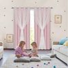 Sunicol Gardine Verdunklungsvorhänge Kinderzimmer, Doppellagiger Vorhang mit Pompom (1 St), Kinder Blickdicht Voile Ösenschal Dekoration für Schlafzimmer Bild 4