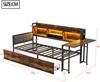 Multifunktionsbett 90×200 cm mit LED, Schubladen und ausklappbarem Schreibtisch, Holzfarbe, ohne Matratze Bild 5