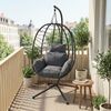STEELSØN 'Alarian' Hängesessel mit Metallgestell, höhenverstellbar und faltbar, wetterfest, Polyrattan, dunkelgrau/schwarz, bis 150 kg belastbar, inkl. Kissen Bild 2