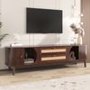 TV-Schrank 170x39,5x46 cm, Rattan-Schubladen & Holzoptik‑Türen, natürliche Holzfarbe Bild 3
