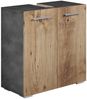 Badplaats Waschbeckenunterschrank Jupiter 60x30 cm Dunkel Grau mit Kastanien Eiche - Stehender Badezimmerschrank mit 2 Türen und Montagematerial Bild 1