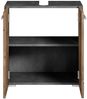 Badplaats Waschbeckenunterschrank Jupiter 60x30 cm Dunkel Grau mit Kastanien Eiche - Stehender Badezimmerschrank mit 2 Türen und Montagematerial Bild 2