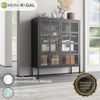 Mein-Regal Highboard Glasgow aus Metall Beistellschrank 2 Glastüren Schwarz Bild 3