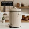 Kosmetikeimer VINTAGE, Treteimer 3 Liter Fassungsvermögen aus Metall, beige Bild 4