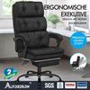 Bürostuhl mit 150° Neigung, 360° Drehung, Fußstütze, Leinenstoff, Schwarz Bild 3