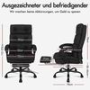 Bürostuhl mit 150° Neigung, 360° Drehung, Fußstütze, Leinenstoff, Schwarz Bild 2