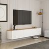 Stylish TV Stand, 150 cm Wide, White & Atlantic Pine | 100% Melamine Coated Chipboard, 30 cm Height, 32 cm Depth | Modern Design for Living Room & Entertainment Spaces Bild 2