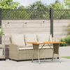vidaXL Gartensofa 3-Sitzer mit Kissen & Tisch Beige Poly Rattan 4103858 Bild 3