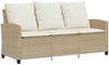 vidaXL Gartensofa 3-Sitzer mit Kissen & Tisch Beige Poly Rattan 4103858 Bild 5