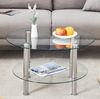 Couchtisch 70/60x42 cm mit 2 Ebenen – Glastisch mit silberfarbenem Metallgestell Bild 2