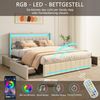 Furnishings Home Polsterbett Doppelbett mit LED-Licht und USB-Anschluss und 4 Schubladen (Set, Bett), Hausbett, mit Schubladen Bild 3