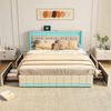 Furnishings Home Polsterbett Doppelbett mit LED-Licht und USB-Anschluss und 4 Schubladen (Set, Bett), Hausbett, mit Schubladen Bild 5