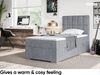 MEBLINI Boxspringbett LUKAS 100x200 cm mit Bettkasten - H4/Grau Samt Gepolstert Einzelbett mit Topper & Taschenfederkern-Matratze - 100x200 Rechts Bild 4