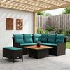 vidaXL Möbelsets mit Kissen 5 pcs Schwarz und Türkis PE-Rattan 3422208 Bild 3