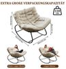 TWSOUL Schaukelsessel mit gepolstertem Kissen, Rattanstuhl Stahlrahmen Loungesessel, B93cm x T59cm x H76cm Bis 170kg Balkon Garten Wohnzimmer Schlafzimmer Bild 4