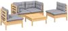 vidaXL 5-tlg. Garten-Lounge-Set mit Grauen Kissen Kiefer Massivholz 3096177 Bild 3