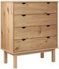 Schubladenschrank, Massivholz Kiefer, 76,5 x 39,5 x 90 cm, Natur Bild 2