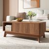 Couchtisch B 95 x T 48 x H 50 cm, anhebbare Tischplatte, Stauraum, MDF in Nussbaum Bild 3