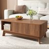Couchtisch B 95 x T 48 x H 50 cm, anhebbare Tischplatte, Stauraum, MDF in Nussbaum Bild 4