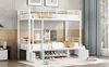Bett 90x200 cm Etagenbett aus Metall mit Stauraum und Treppe – weißes, robustes Kinder- und Jugendbett Bild 5