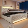 Polsterbett 140x190 cm mit LED, USB-C und Stauraum – Samt in Beige Bild 4