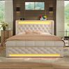 Polsterbett 140x190 cm mit LED, USB-C und Stauraum – Samt in Beige Bild 2