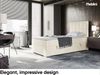 MEBLINI Boxspringbett LUKAS 100x200 cm mit Bettkasten - H3/Creme Samt Gepolstert Einzelbett mit Topper & Taschenfederkern-Matratze - 100x200 Rechts Bild 2