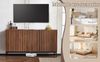 Sideboard 150 x 40 x 80 cm aus MDF in Dunkelbraun mit 3D-Wellfront & 3 Türen Bild 2