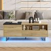 Höhenverstellbarer Couchtisch mit LED-Beleuchtung – elegantes Design in Naturholzoptik und Metallgestell Bild 2