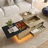 Höhenverstellbarer Couchtisch mit LED-Beleuchtung – elegantes Design in Naturholzoptik und Metallgestell Bild 3
