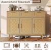 PXloue Sideboard Rattankommode, Kommode mit Schiebetüren, Schlafzimmerschrank mit viel Stauraum, 110 ×80 ×40 cm Bild 4