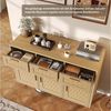 PXloue Sideboard Rattankommode, Kommode mit Schiebetüren, Schlafzimmerschrank mit viel Stauraum, 110 ×80 ×40 cm Bild 2