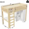 Hochbett 90×200 cm mit Rausfallschutz, Treppe, Schreibtisch und Stauraum, Natur, ohne Matratze Bild 5