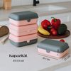 Cofi Brotdosen 3er-Set – Lunchbox / Frühstücksbox – BPA-frei, spülmaschinenfest, stapelbar, 1600 ml Rosa-Grau Bild 4