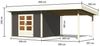 Gartenhaus Northeim 3 - 309x309 cm plus Anbaudach 3,30 m mit Rückwand, 38 mm Holz terragrau, Karibu Bild 2