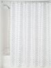 mDesign Duschvorhang Badewannenvorhang Zick-Zack Muster Polyester Weiß/Silber Bild 3