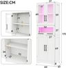 Flieks LED-Hochschrank 60 x 30 x 170 cm, Mehrzweckschrank mit Glastüren, App-gesteuerter Beleuchtung und verstellbaren Böden, Weiß Bild 5