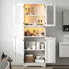 Flieks LED-Hochschrank 60 x 30 x 170 cm, Mehrzweckschrank mit Glastüren, App-gesteuerter Beleuchtung und verstellbaren Böden, Weiß Bild 2