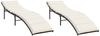 vidaXL Sonnenliegen 2 Stk. mit Auflagen Braun Poly Rattan 3277302 Bild 2