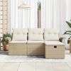 vidaXL Garten-Sofa-Set mit Kissen mit Speicher 4 pcs Beige Poly Rattan 3360182 Bild 3