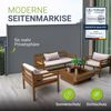 Juskys Seitenmarkise Dubai 300 x 180 cm ausziehbar blickdicht, Sichtschutz für Balkon & Terrasse, Seitenrollo Wandhalterung – anthrazit Bild 2