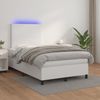 vidaXL Boxspringbett mit Matratze und LED-Beleuchtung, Kunstleder weiß, 120x190 cm Bild 5