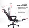 Gaming Stuhl im modernen Racing-Design mit einklappbarer Fußstütze - Gaming Chair mit flexiblen Armlehnen - ergonomischer Gaming Schreibtischstuhl mit extra Stützkissen Schwarz/Grau Bild 5