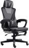 Gaming Stuhl im modernen Racing-Design mit einklappbarer Fußstütze - Gaming Chair mit flexiblen Armlehnen - ergonomischer Gaming Schreibtischstuhl mit extra Stützkissen Schwarz/Grau Bild 2