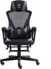 Gaming Stuhl im modernen Racing-Design mit einklappbarer Fußstütze - Gaming Chair mit flexiblen Armlehnen - ergonomischer Gaming Schreibtischstuhl mit extra Stützkissen Schwarz/Grau Bild 3