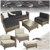 tectake Loungeset Rattan Sitzgruppe mit Aluminiumgestell, für 4 bis 5 Personen, (Gartenlounge-set, 6-tlg, geeignet für Outdoor in Natur), wetterfest und UV-beständig, Dicke der Polster 10 cm mit 2 Bezugssets Bild 5
