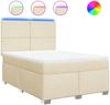 vidaXL Boxspringbett mit Matratze Creme 160x200 cm Stoff 3292837 Bild 2